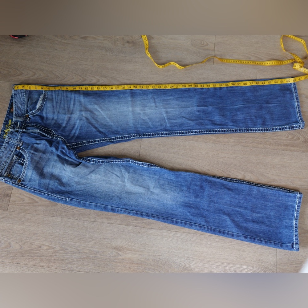 Wrangler Rock 47 Relaxed Straight Leg Heavy Contrast Stitch Jeans 30x36 - Picture 7 of 10